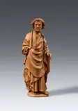 A Southern Netherlandish carved walnut figure of a saint, second quarter 15th century by Southern Netherlands 2nd quarter 15th century, Carved in the round, the reverse only partially worked and slightly smoothed down. Minimal remains of former polychromy., sold Jun 2021