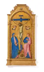 Giovanni da Bologna, The Crucifixion with the Virgin Mary and St. John the Evangelist, Tempera and gold leaf on panel