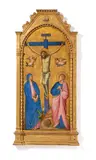 Giovanni da Bologna, The Crucifixion with the Virgin Mary and St. John the Evangelist, Tempera and gold leaf on panel
