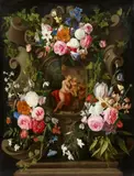 Jan Philip van Thielen, Venus and Cupid in a Flower Garland, Oil on canvas (relined)