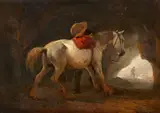 Philips Wouwerman, Man with a White Horse in a Grotto