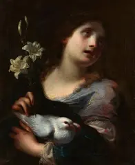 Allegory of Purity by Simone Pignoni, Oil on canvas (relined), sold Jun 2021
