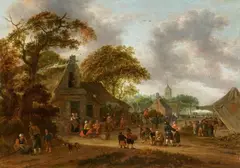 Salomon Rombouts, A Village Fair, Oil on panel (parquetted)