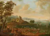 Marc Baets, Two Fanciful Harbour Scenes with Figures, Oil on panel