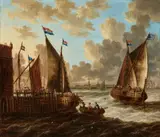 Peter van de Velde, Two Landscapes with Ships off the Coast of Antwerp, Oil on canvas (relined)