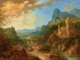 Jan Griffier the Elder, Wide River Landscape with Ruins, Oil on copper