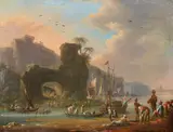 Johann Alexander Thiele, Two Paintings with Views of a Levantine Harbour, Oil on copper