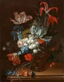 Johann Martin Metz, Still Life with Amaryllis, Tulips, Nasturtiums, Rosa Centifolia, Peonies, Iris, and Hyacinths, Oil on canvas (relined)