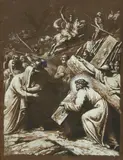 Italian School around 1700, Jesus Meets His Mother on the Road to Calvary (4th Station of the Cross), Brown and white ink