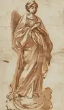 The Virgin on the Crescent by Italian or Spanish School around 1700, Brown wash over sanguine, offered Jun 2021