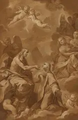 Giovanni Gioseffo dal Sole, Christ Giving Communion to St. Teresa, Oil on paper, mounted on canvas