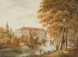 The Palace and Park in Weimar by attributed to Henriette Wolfskeel von Reichenberg, Watercolour on paper, sold Jun 2021