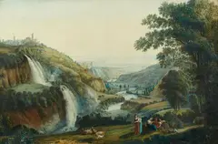 German School circa 1800, View of Anio Valley with the Waterfalls at Tivoli, Watercolour on paper