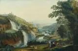 German School circa 1800, View of Anio Valley with the Waterfalls at Tivoli, Watercolour on paper