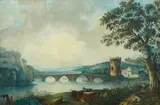 German School circa 1800, Landscape with a Bridge over a River (possibly the Arno), Watercolour on paper