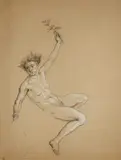 Allegory of Fame by Probably French School, 19th century, Black chalk highlighted in white on tinted paper, offered Jun 2021