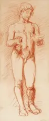 Hans von Marées, Study for a Figure of Bacchus, Sanguine on paper