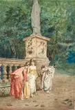 Three Women in a Park by Hubert von Herkomer, Watercolour on paper, offered Jun 2021