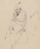 Wilhelm Kuhnert, African Hunter, Pencil on Paper