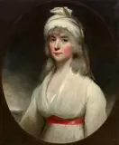 John Hoppner, Portrait of Ann Anguish wearing a White Dress, Red Sash and White Turban, Oil on canvas (relined)
