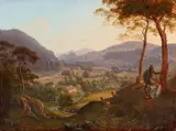 Franz Ludwig Catel, Mountain Landscape near Salzburg, Oil on cardboard
