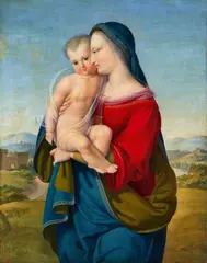 Philipp Stöhr, The Virgin and Child in a Panoramic Landscape, Oil on panel (parquetted)