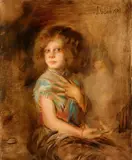 Franz von Lenbach, Portrait of a Girl (possibly Marion von Lenbach), Oil on cardboard