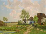 Paul Müller-Kaempff, Ahrenshoop in Early Summer. View of the Boddenwiesen and Ahrenshooper Holz