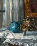 Alexander Koester, Still Life with a Blue Vase, Oil on canvas (relined)