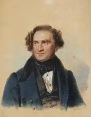 Franz Krüger, Portrait of a gentleman, probably the actor Karl Devrient (1797-1872), Chalk pastels on camel coloured laid paper