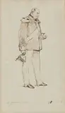 Anton von Werner, Study for the figure of Emperor Wilhelm for the composition “Die Proklamierung des Deutschen Kaiserreiches im Versailles“, Brown ink on paper