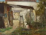 Ernst Albert Fischer-Cörlin, Behind the National Gallery in Berlin in 1880, Oil on panel