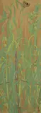 Gaiun. Early 20th century, Gaiun. Early 20th century, A hanging scroll depicting a sparrow flying over a millet field. Ink and colours on silk. Signed and sealed Gaiun. Tomobako, with inscription on the lid reading Awa ni suzume, the inside of the lid dated Taisho 8 (1919), signed and sealed Gaiun