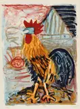 Otto Dix, Hahn (vor der Scheune), 1968, Colour lithograph on wove paper with watermark "BFK RIVES" and embossed stamp by "Erker Presse, St. Gallen"