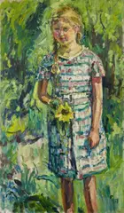 Franz Frank, Mädchen im Garten (die Tochter des Künstlers), 1937, Oil on canvas