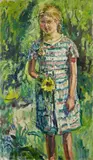 Franz Frank, Mädchen im Garten (die Tochter des Künstlers), 1937, Oil on canvas