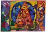 Adolf Hölzel, Komposition (Glasfensterentwurf) Dreieck und Kreis, Circa 1930, Pastel on velour paper