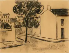 Werner Heldt, Straße, 1948, Kohle auf Bütten