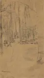 Max Liebermann, Buchenwald. Studie zu "Gedächtnisfeier für Kaiser Friedrich III. in Kösen", 1888, Chalk on light brown paper
