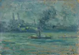 Maximilien Luce, River landscape with boat