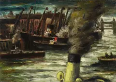 Frans Masereel, Port de Londres - Fumées de Rémorqueurs, 1932, Oil on canvas
