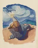 Ludwig Meidner, Figur in Landschaft. Verso: Figurengruppe in nächtlicher Landschaft