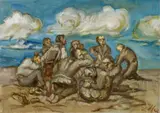 Ludwig Meidner, Figurengruppe in Landschaft