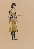 Emil Nolde, Tingel-Tangel-Sängerin, 1907, Lithograph on smooth brownish peper