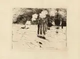 Emil Nolde, Hamburg, Schiff im Dock, 1910, Etching on laid paper with watermark "Van Gelder Zonen"
