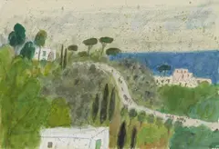 Strasse in Casamicciola by Max Peiffer Watenphul, 1960, Watercolour and pencil on ribbed paper, sold Dec 2020