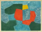 Serge Poliakoff, Composition verte, bleue, rouge et jaune, 1968, Colour etching on wove paper with watermark "Arches"