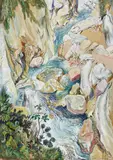 Rudolf Schlichter, Klamm mit reißendem Bach, 1947, Gouache over preparatory pencil drawing on brownish paper 64.7 x 45.2/