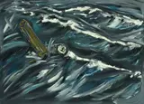 Werner Büttner, Rundholz trifft Kantholz im Atlantik, 1981, Oil on canvas