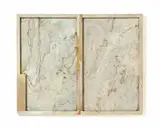 Gerhard Hoehme, fili scrivibili, 1965, Fensterbild: acrylic and string on canvas on wood